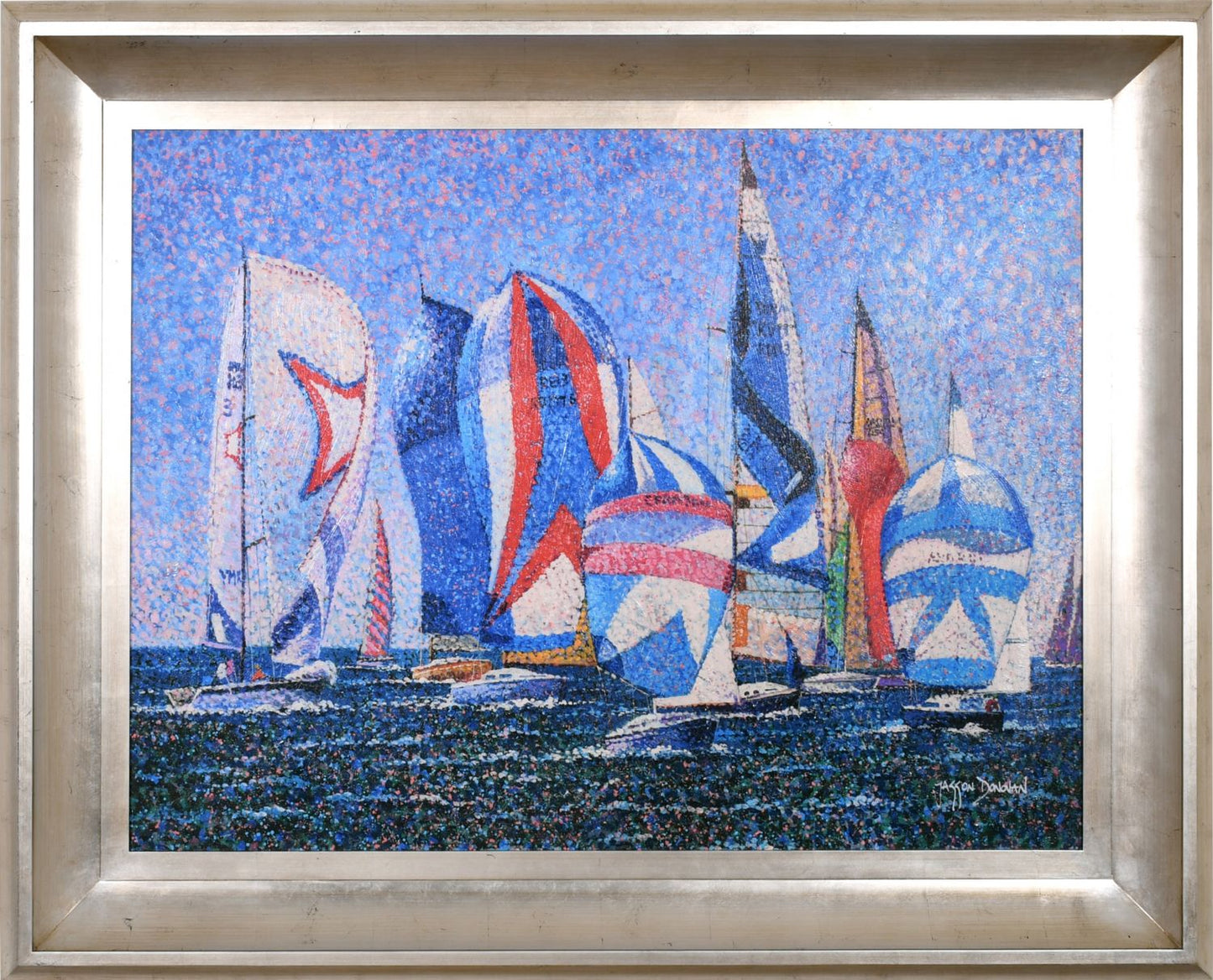 Pointelistic Regata BOAT 13 Framed