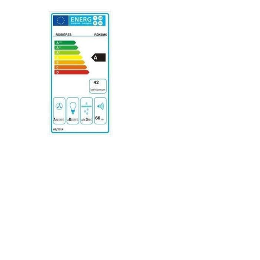 Decorative hood Rosieres RDX6MX - L 60 cm - Stainless steel - 66 dB - 4 speeds - Classse A - LED lighting