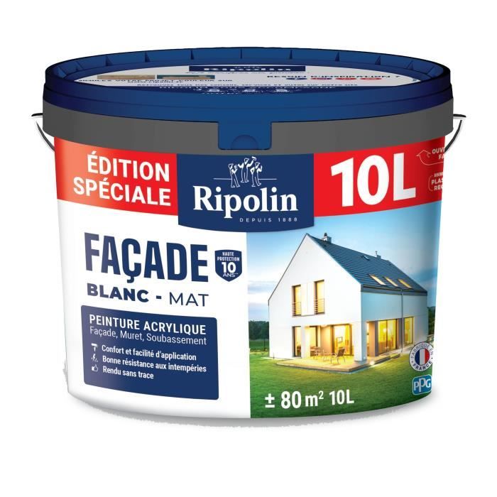 Special facade paint - RIPOLIN - White - Matte - 10 L
