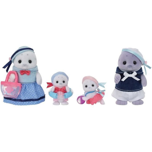 Articulated Family - SYLVANIAN FAMILIES - Seal Family - 4 Characters and Beach Accessories