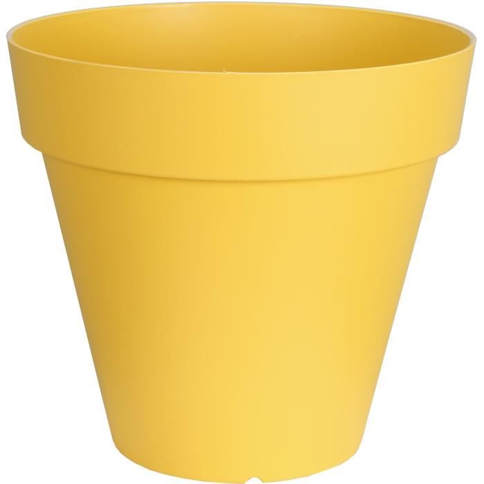 RIVIERA SOLEILLA round flower box - Plastic - Diameter 60 cm - Yellow
