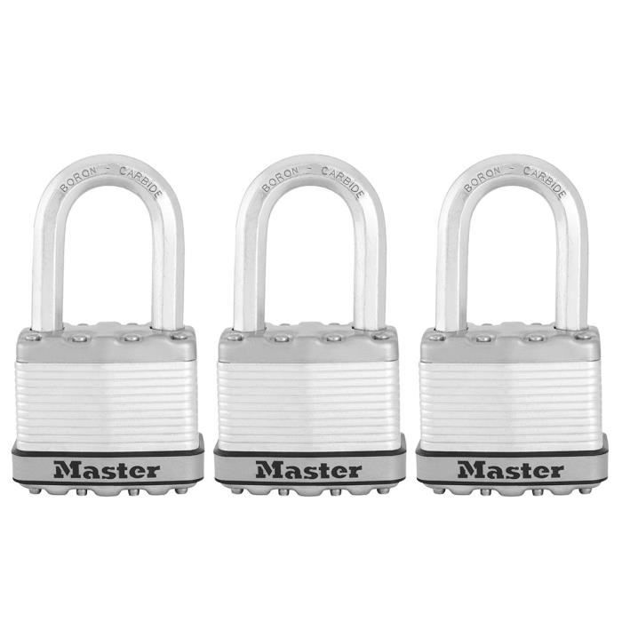 Set of 3 padlocks Master Lock M5Eurtrilf - Very high security - Laded steel - Outdoor use - Anse M