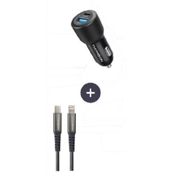 Charger + cable pack - THOMSON - 60 W car charger - C to L 5A cable - Length 1.5 m
