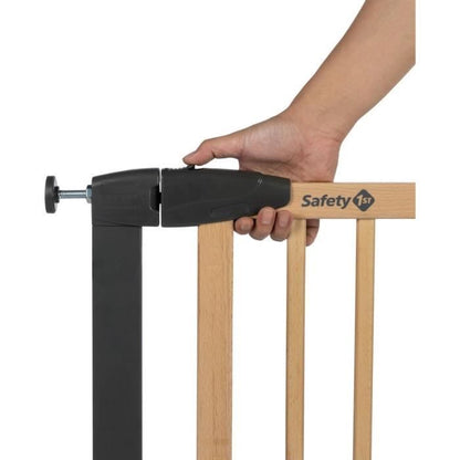 SAFETY 1ST SIMPLY CLOSE WOOD & META, Pressure, 73-80 cm (Max. 94cm), no screws or drilling, One-Handed Opening, Wood and Graphite