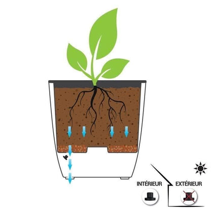 Flower box - DIVA BASALT - Anthracite grey - Square - 42 L - 43.5 x 43.5 x H.44.2 cm - EDA - Removable inner box