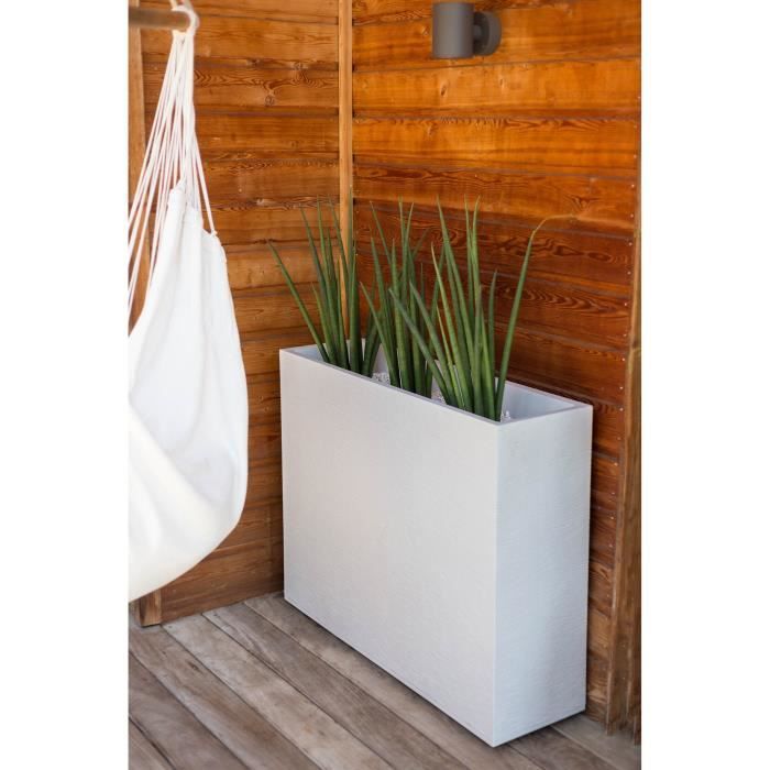 PLASTIC EDA Flower pot Wall Loft Graphit - 46 L - 78,5 x 29,5 x 60 cm - White ceruse