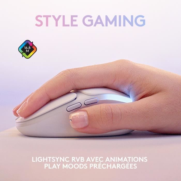 Logitech G - Gaming Mouse - Wireless - G705 LIGHTSYNC RGB Lighting, Bluetooth, Lightweight - White Mist