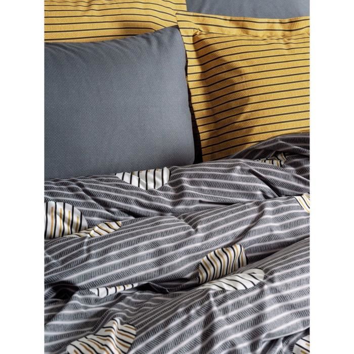Bedding set - 1 duvet cover 220 x 240 cm + 2 pillowcases 60 x 60 cm - 100% cotton - Grey