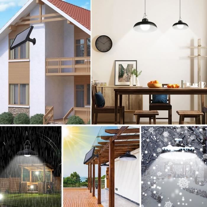 Double solar suspensions - LUMISKY - WAREN - Ø18 cm - Black metal lampshade - Cool white LED