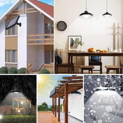 Double solar suspensions - LUMISKY - WAREN - Ø18 cm - Black metal lampshade - Cool white LED