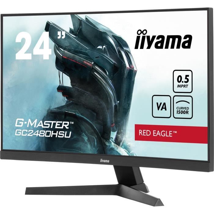 Curved PC Gaming screen - IIYAMA - G-MASTER RED EAGLE GCB2480HSU-B1 - 24 - VA Curved - FHD - 0.5 ms - 180Hz