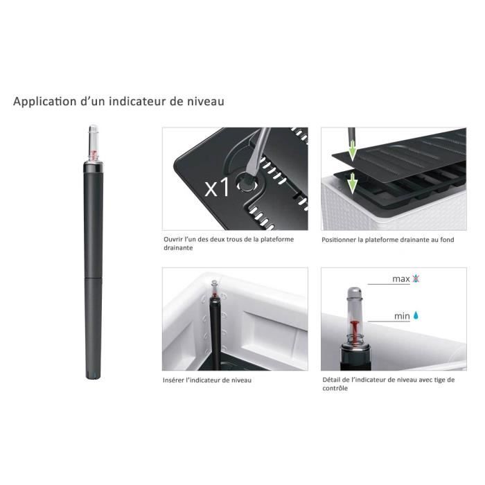 STEFANPLAST Natural Delux rectangular flower box - 100x43xH33cm - 90 + 6.5L in the reserve - Anthracite