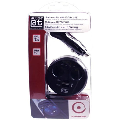 AUTO-T USB Cigarette Lighter Socket On Drink Holder 12 / 24V