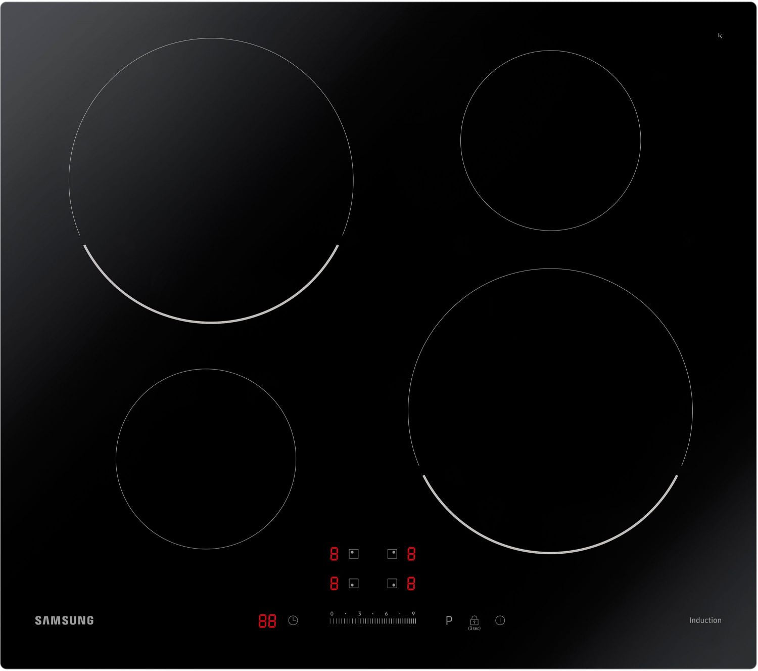 SAMSUNG NZ64M3707AK / EF - Induction hob - 4 areas - W 59 x D 57 cm - Glass coating - Black