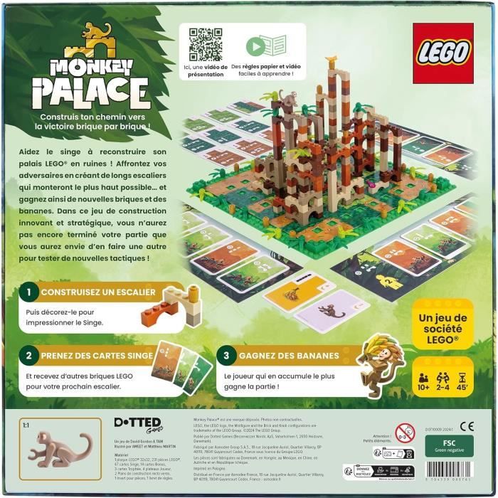 Lego Monkey Palace - Asmodee - Build Your Way to Victory Brick by Brick! - Ages 10+ - 2 to 4 Players - 45 min