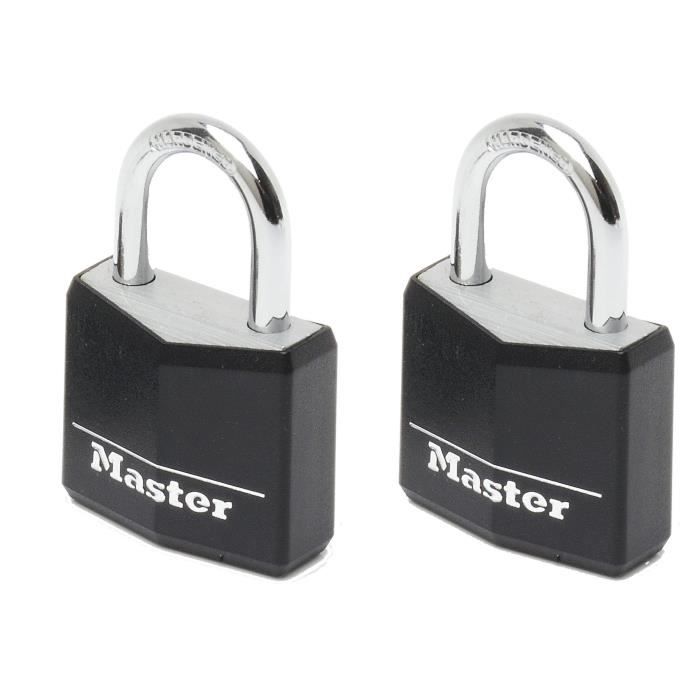 MASTERLOCK Set of 2 aluminum padlocks 30mm vinyl cover