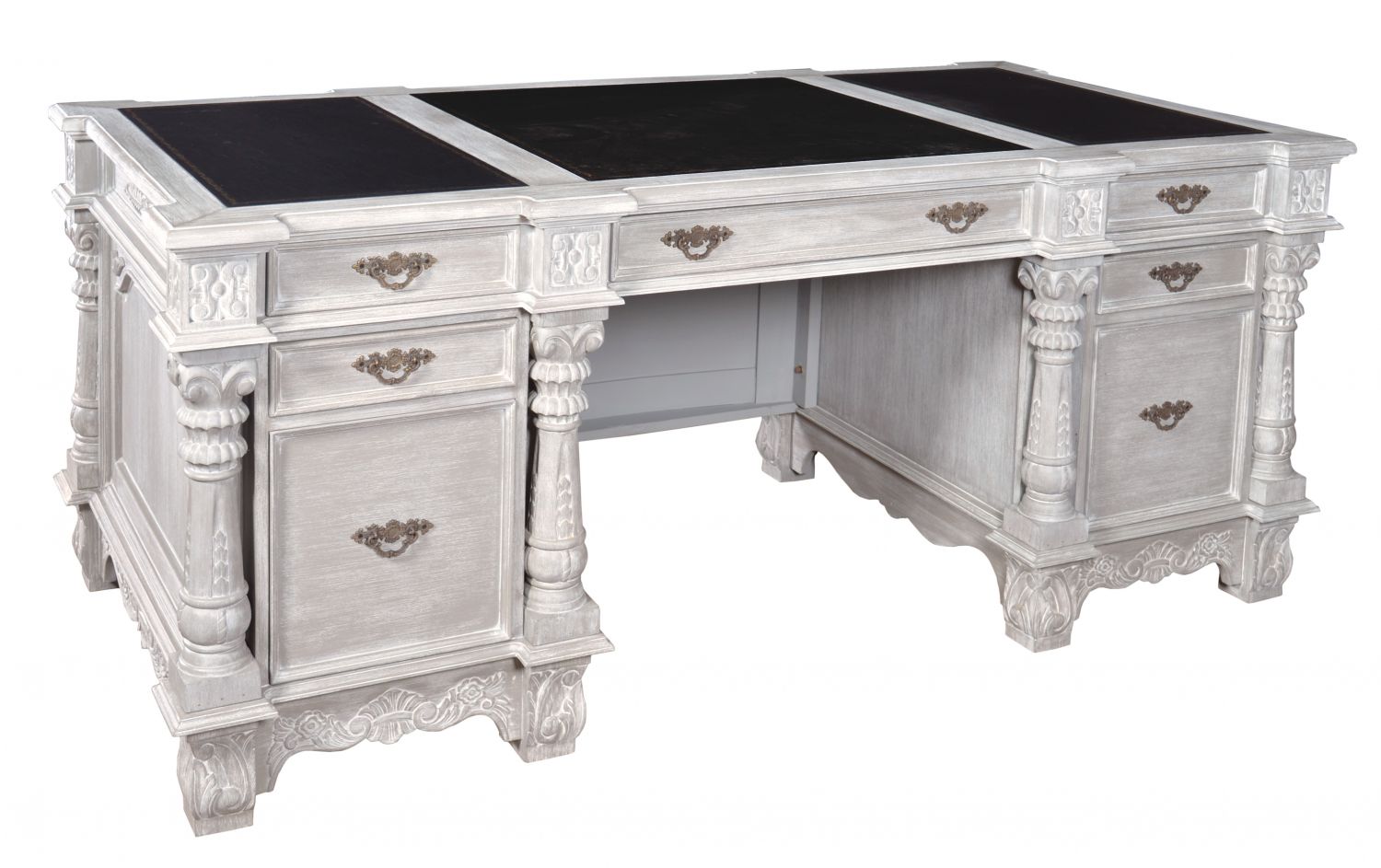 Mystique Gray Mahogany Monarch Executive Desk