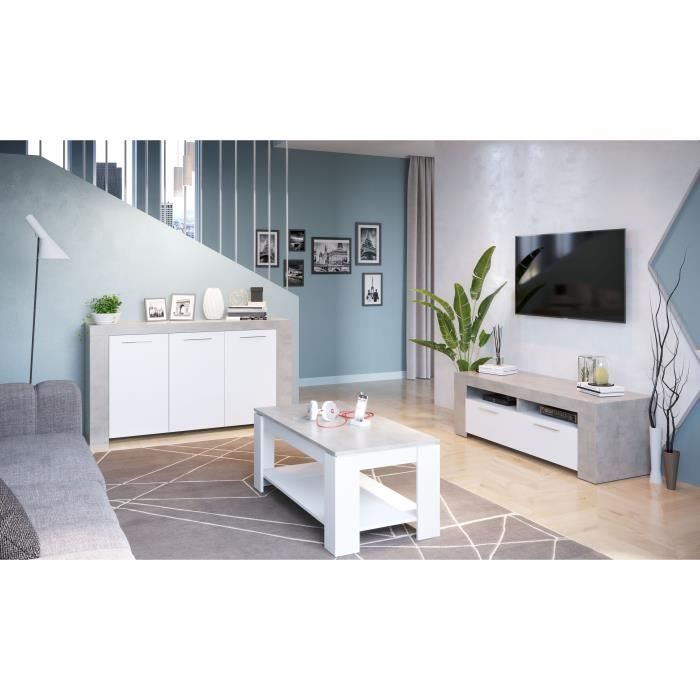 AMBIT 2 Door TV Stand - Contemporary Style - Gray and White - L 120 cm