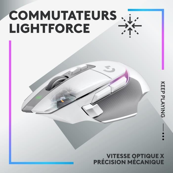 Logitech - G502 x Plus Lightspeed Mouse Gaming RVB Wireless - Lightfor hybrid buttons, Gaming Hero 25K - White sensor
