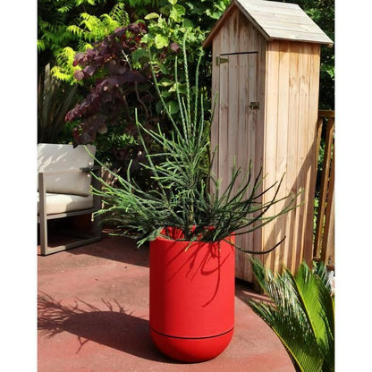 Flower box - RISS - RIVIERA GRANIT TULIPE - Plastic - Diameter 50 cm - Red