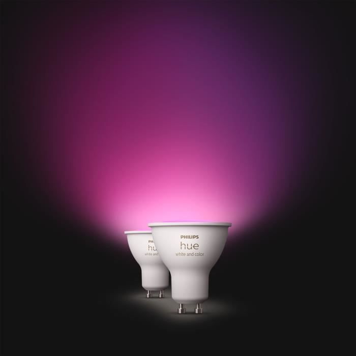 PHILIPS brand connected LED bulbs, offering adjustable brightness and a wide range of colors.