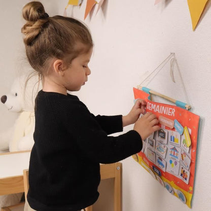 Gratitude Weekly Calendar For Children - JADE - Montessori - Educational Game - Mood - Sleep - Game For Children - French Design