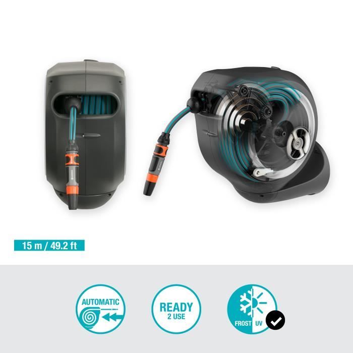 GARDENA RollUp S 15 m wall-mounted automatic hose reel