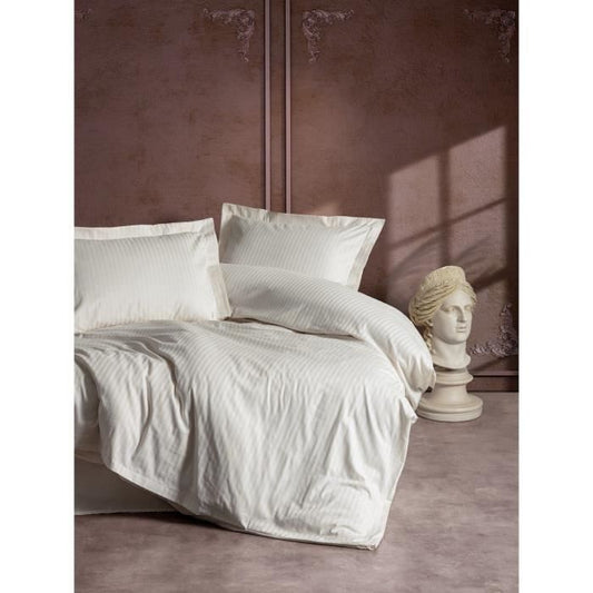 Bedding set - 1 duvet cover 220 x 240 cm + 2 pillowcases 60 x 60 cm - 100% cotton satin - Ecru