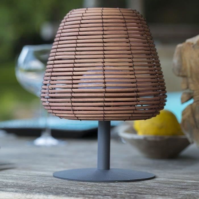 Cordless table lamp - LUMISKY - BOHEME - H25 cm - Natural rattan - Warm white and white LED