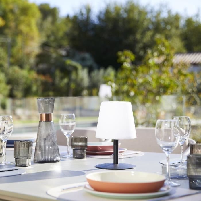 Cordless table lamp - LUMISKY - STANDY MINI Dark - H25 cm - Black steel base - Warm white and white LED