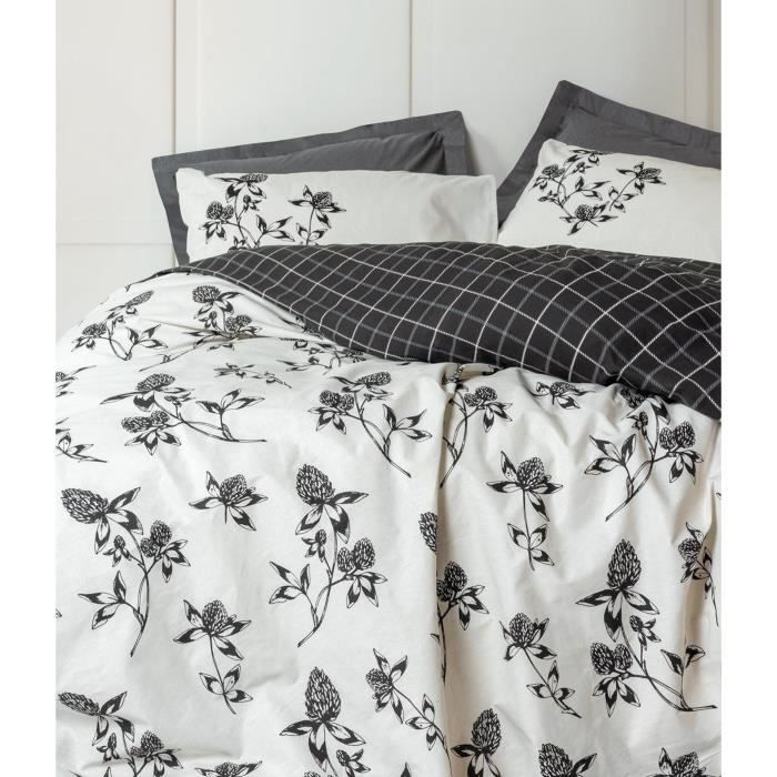 Bedding set - 1 duvet cover 220 x 240 cm + 2 pillowcases 60 x 60 cm - 100% cotton - Anthracite