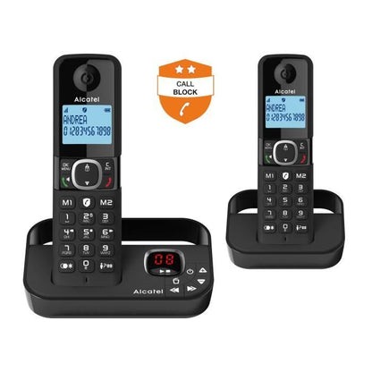Cordless landline telephone - ALCATEL - F860 voice duo black - With unwanted call blocking function