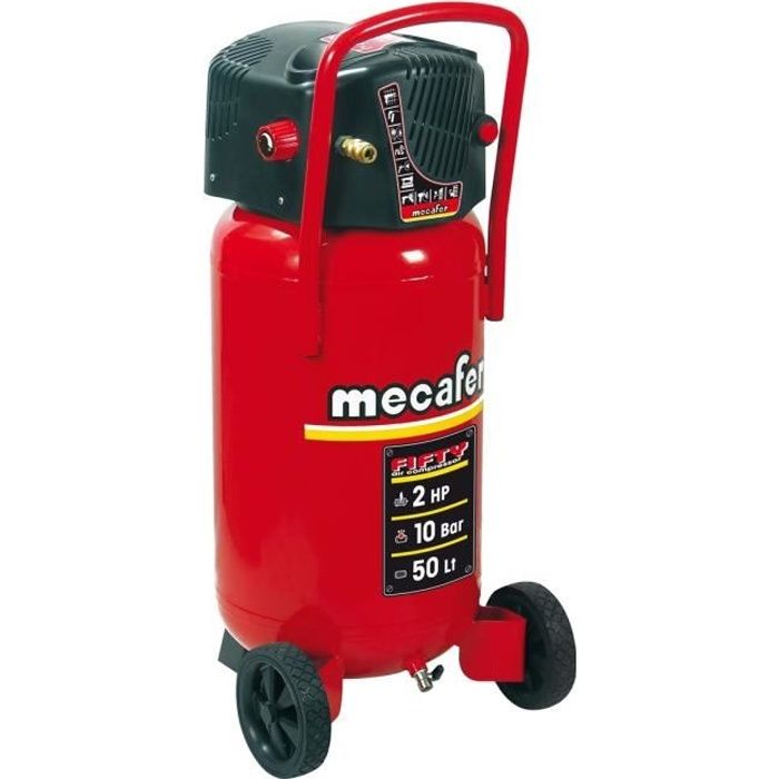 MECAFER 50L Vertical Air Compressor Oil Free 2CV 10 Bar FIFTY