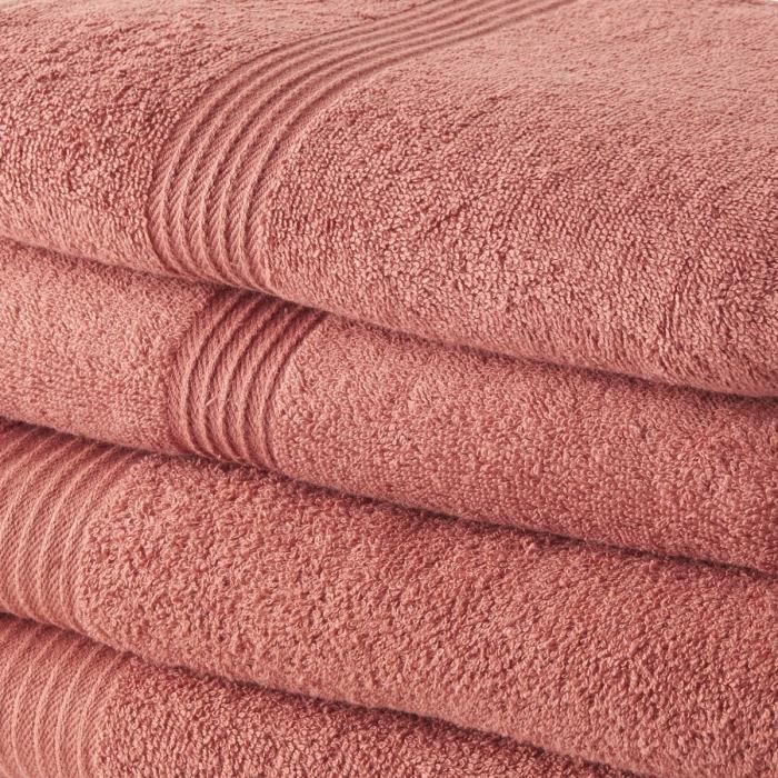 TODAY Set of 2 Bath Towels 50x100 cm + 2 Bath Towels 70x130 cm Terracotta 100% cotton