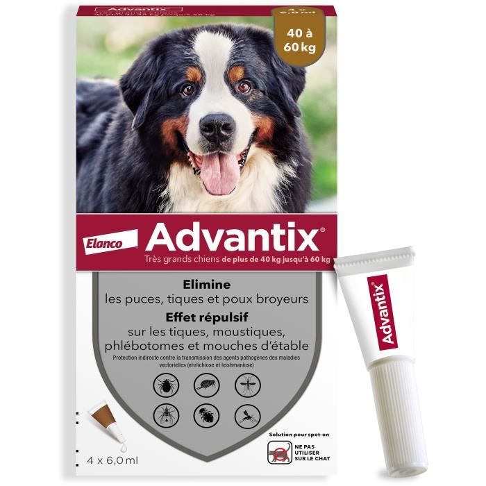 ADVANTIX 4 antiparasitic pipettes - For very large dog from 40 to 60 kg - 4 x 6 ml