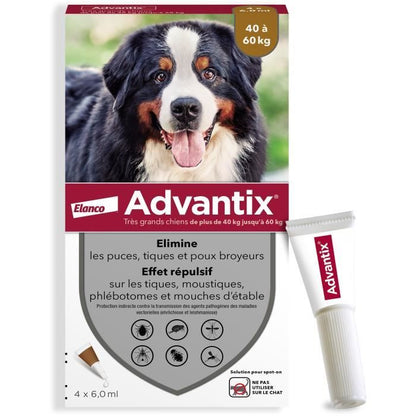 ADVANTIX 4 antiparasitic pipettes - For very large dog from 40 to 60 kg - 4 x 6 ml