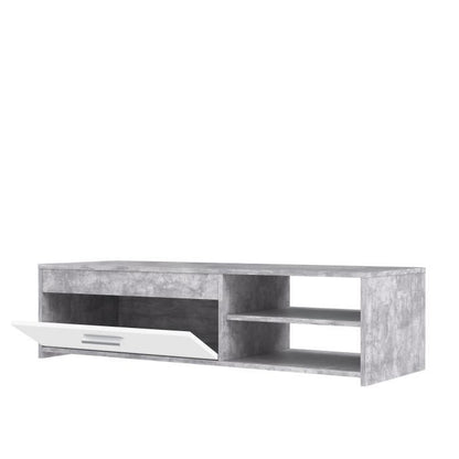 Pilvi TV cabinet - White and light concrete - Contemporary - L 120 x D 42.1 x H 31.8 cm