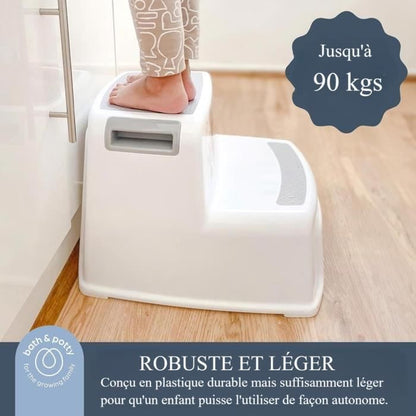 Step stool - DREAMBABY - 2 Up - Non-slip and textured - Up to 80 kg for children and adults - Grey and Black