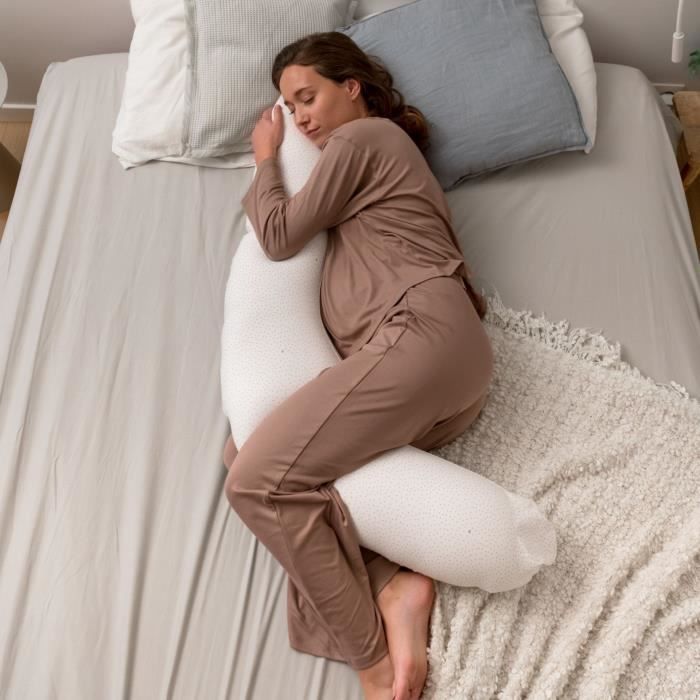 doomoo Buddy Maternity and Nursing Pillow - Optimal Comfort for Mom and Baby, Silver Dots