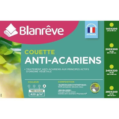 BLANREVE Percale very warm duvet - Anti-mites - 420g / m² - 240x260cm