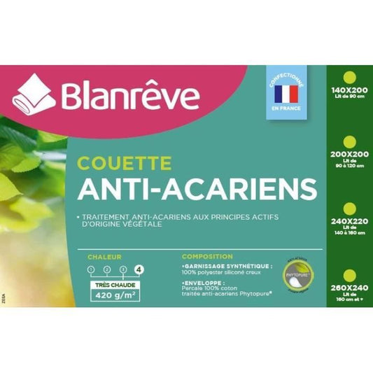BLANREVE Percale very warm duvet - Anti-mites - 420g / m² - 240x260cm