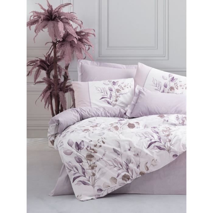 Bedding set - 1 duvet cover 220 x 240 cm + 2 pillowcases 60 x 60 cm - 100% cotton - Lilac