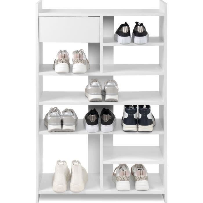 Shoe cabinet - MÜNSTER - White - 12 pairs of shoes - 71.5 x 25 x 109 cm