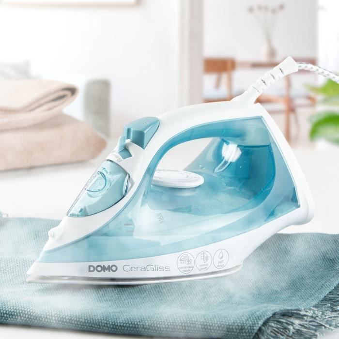 Steam iron - DOMO - DO7060S CeraGliss - 2400 W - 40 g/min - 320 ml - Blue / White