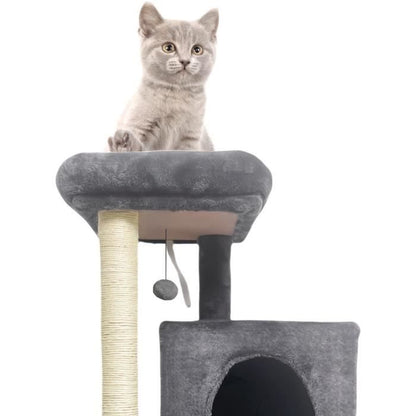 FLOPI Dark grey cat tree - 44.5 x 48 x 86 cm - Dark grey - 1 platform, 1 play ball, 2 niches, 1 ramp