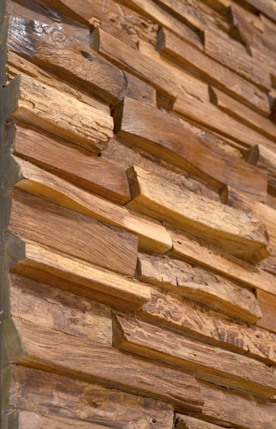 Reclaimed Teak Rustic Mosaic Wall Panel 8 Ft