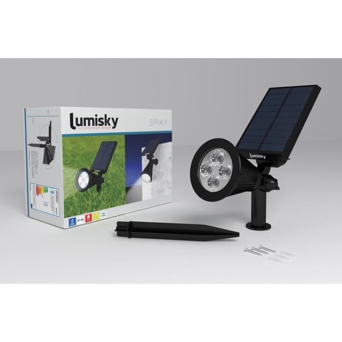 Waterproof outdoor solar spotlight - LUMISKY - 4 white LEDs - 200 Lm - 90° swivel head