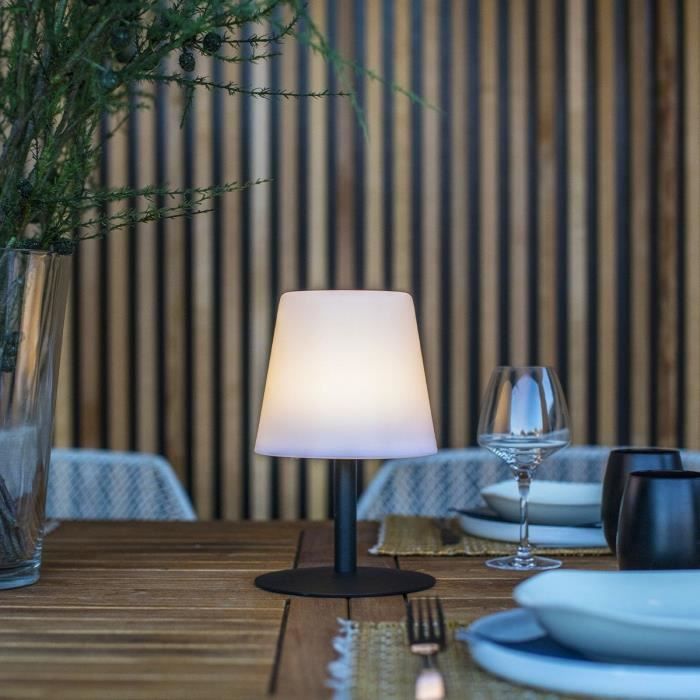 Cordless table lamp - LUMISKY - STANDY MINI Dark - H25 cm - Black steel base - Warm white and white LED