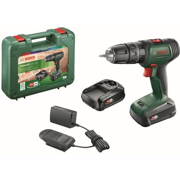 Wireless percussion drill Bosch-Universalimppact 18 (delivered with 2 18V-5.5Ah batteries + charger + transport box)