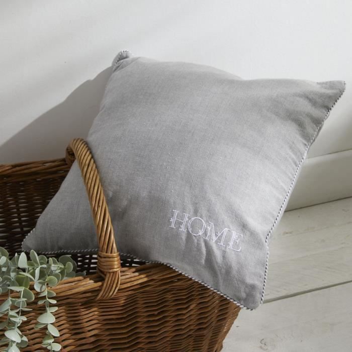 Cushion - TODAY - CHARME - Chambray x Petite broderie Capucine - 40 x 40 cm